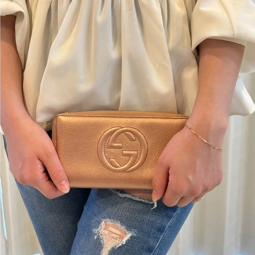 Gucci Soho Chain Strap Shoulder Bag Leather medium it’s 2way with strap &Wallet - Picture 14 of 16